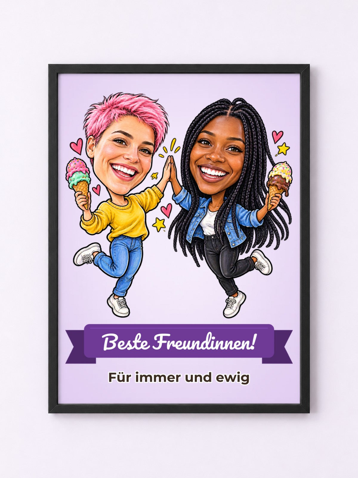 Beispielbild: Poster mit Rahmen mit lustiger Karikatur zum Anlass Freundschaft