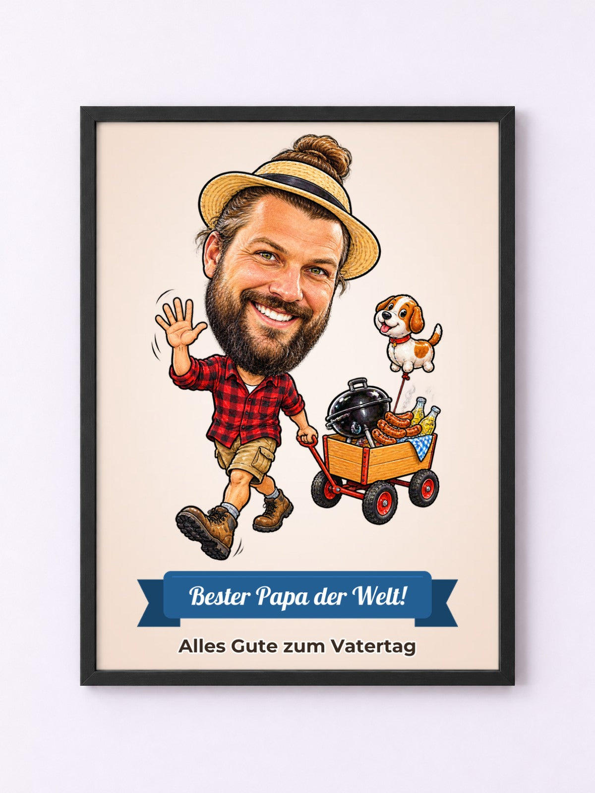 Beispielbild: Poster mit Rahmen mit lustiger Karikatur zum Anlass Vatertag