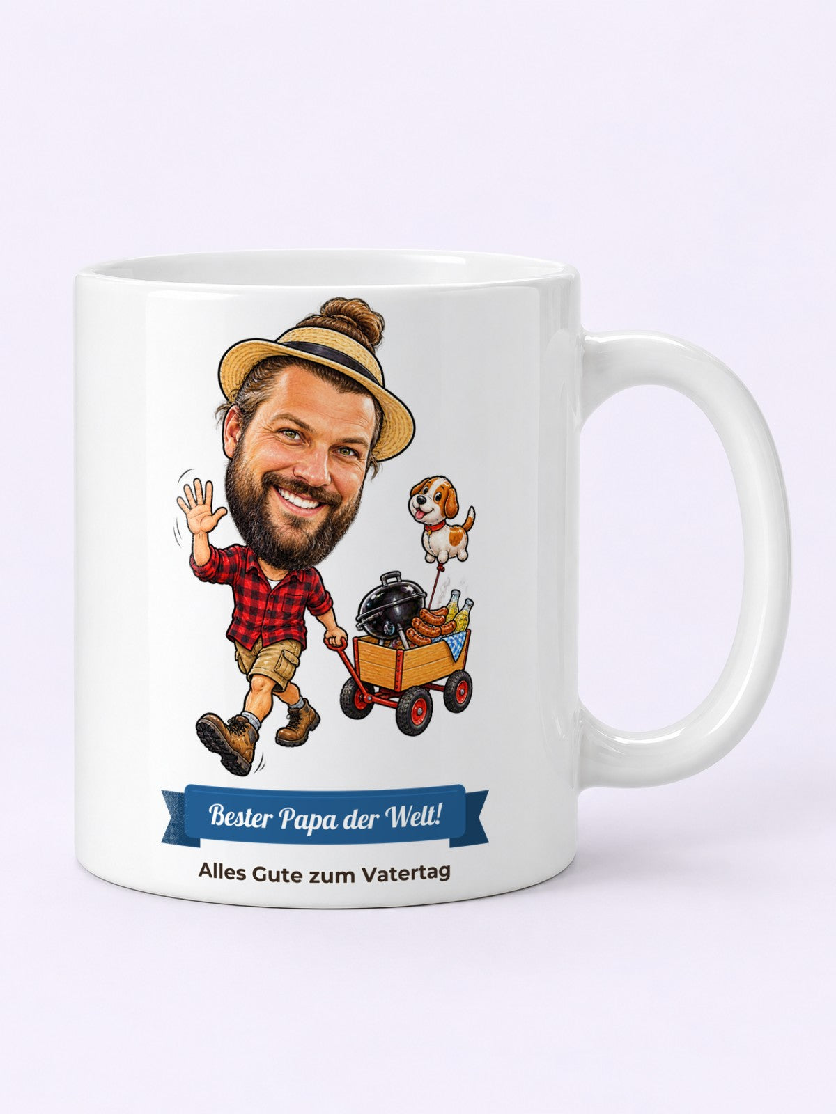 Beispielbild: Tasse mit lustiger Karikatur zum Anlass Vatertag