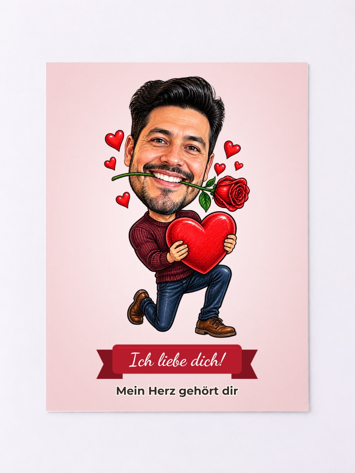 Personalisiertes Poster mit Karikatur zum Anlass Valentinstag – Beispielbild