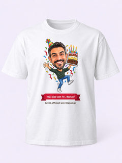 Beispiel: T-Shirt mit lustiger Karikatur und Textband