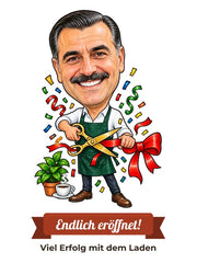 Karikatur: Geschäftseröffnung