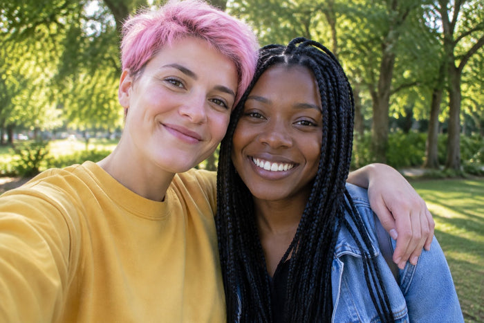 Beispielbild: Ausgangsfoto einer fiktiven Person zum Anlass Freundschaft