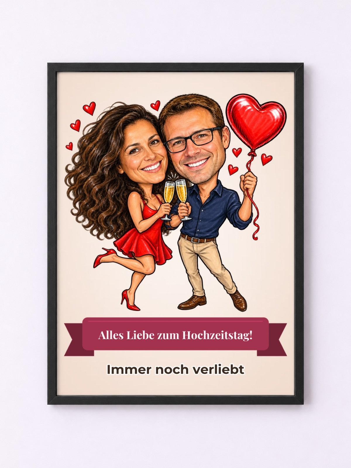 Beispielbild: Poster mit Rahmen mit lustiger Karikatur zum Anlass Hochzeitstag