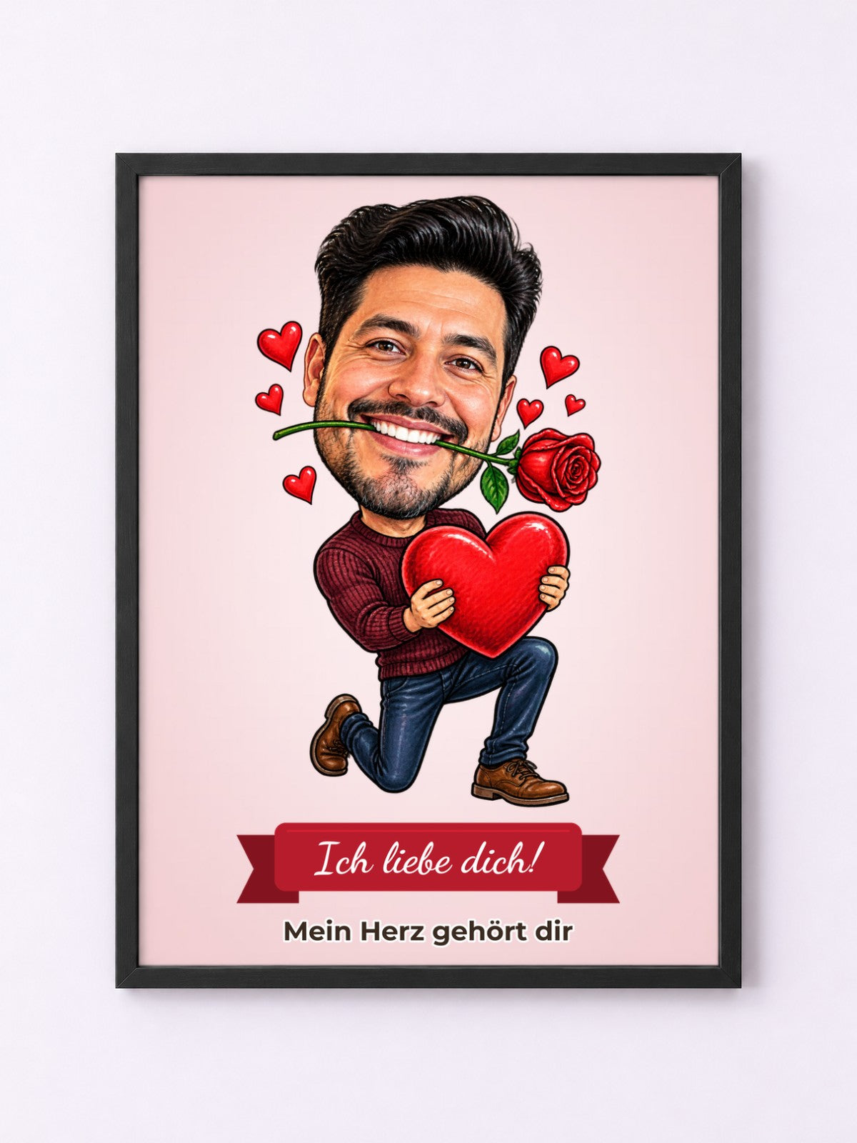 Beispielbild: Poster mit Rahmen mit lustiger Karikatur zum Anlass Valentinstag
