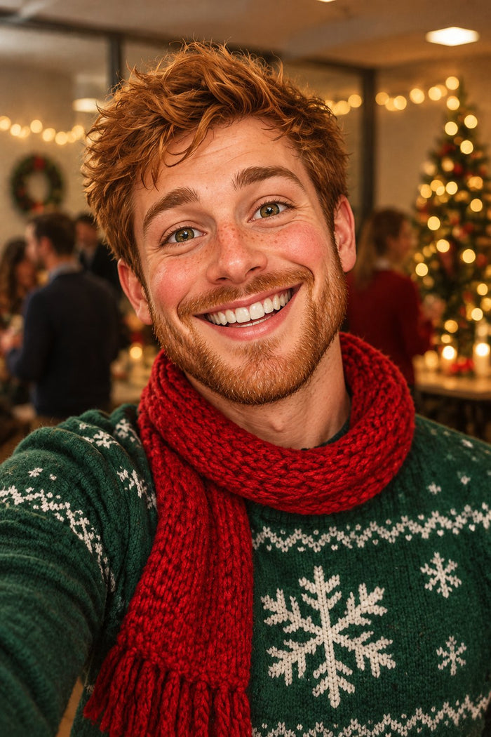 Beispielbild: Ausgangsfoto einer fiktiven Person zum Anlass Weihnachten