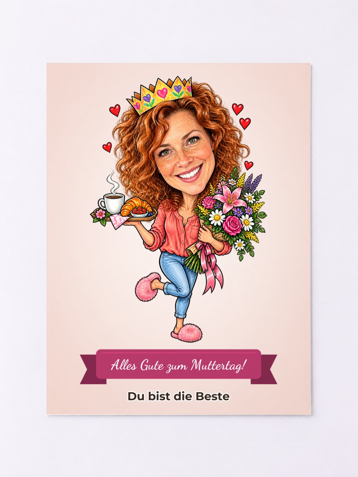 Personalisiertes Poster mit Karikatur zum Anlass Muttertag – Beispielbild